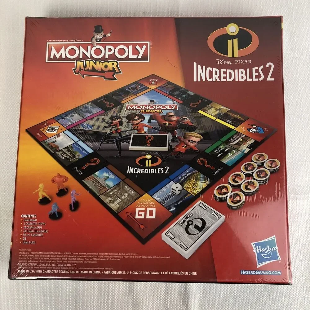 Monopoly Junior Incredibles 2 Board Game Disney PIXAR Hasbro Sealed